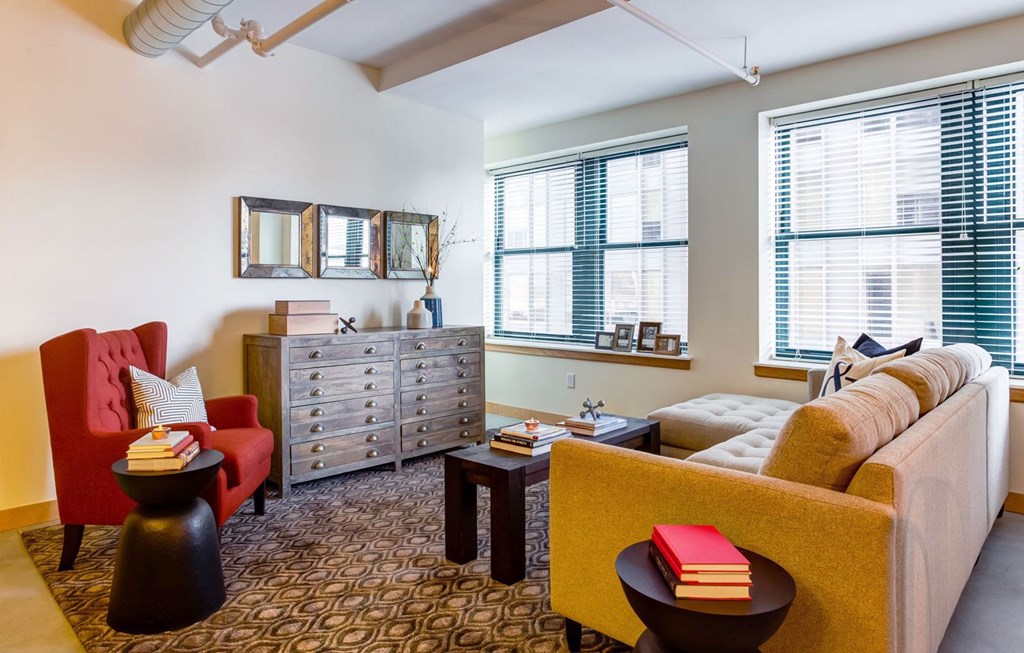Living Room at Arcade Artist Apartments, St Louis, Missouri