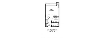 Bluffs studio floor plan image at The Bluffs at Nine Mile Creek, Eden Prairie, MN