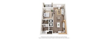 1B1B Floor Plan at Anchor at Gulf Harbors 62+ Apartments, New Port Richey, FL