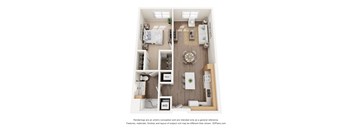 1B1B F Floor Plan at Anchor at Gulf Harbors 62+ Apartments, New Port Richey, FL, 34652