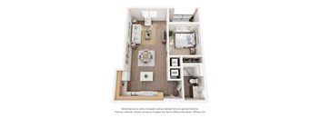 1Bed 1Bath E Floor Plan at Anchor at Gulf Harbors 62+ Apartments, Florida, 34652