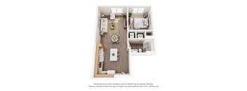 1Bed 1Bath I Floor Plan at Anchor at Gulf Harbors 62+ Apartments, New Port Richey, Florida
