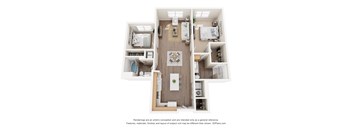 2Bed 2Bath A Floor Plan at Anchor at Gulf Harbors 62+ Apartments, Florida, 34652