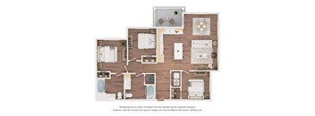 3BA Floor Plan at Anson Crossing Apartments, Maxwell, 78656