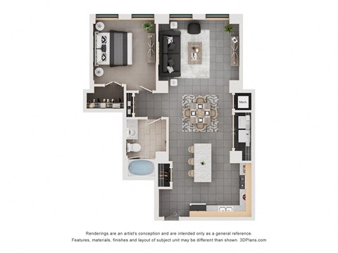 a floor plan of a house with a bedroom and a living room