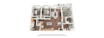 Brighton Oaks_3D_3 Bedroom Floor Plan_3A