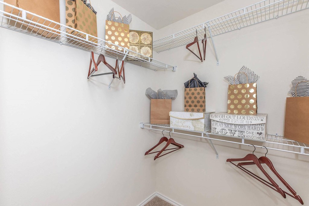 Closet at Mariposa at Clear Creek Webster 55+ Apartments, Webster, TX 77598