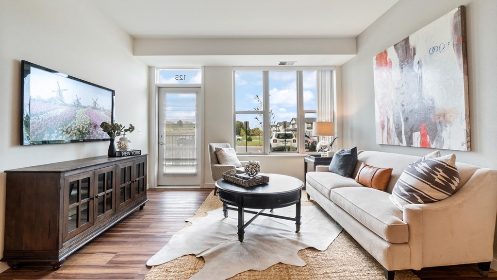 Model Apt Living Room at Orville Commons, Woodbury, 55129