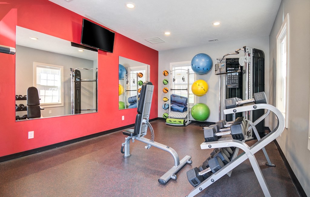 the gym at the landing at pullman apartments in pullman at The Bluffs at Cherry Hills, Omaha Nebraska