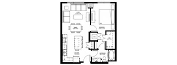 1500 Nicollet_1 Bedroom Floor Plan  at 1500 Nicollet, Minneapolis, 55403