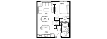 1500 Nicollet_1 Bedroom Floor Plan  at 1500 Nicollet, Minneapolis, Minnesota