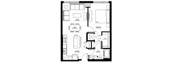 1500 Nicollet_1 Bedroom Floor Plan  at 1500 Nicollet, Minneapolis