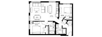 1500 Nicollet_2 Bedroom Floor Plan  at 1500 Nicollet, Minneapolis, MN, 55403