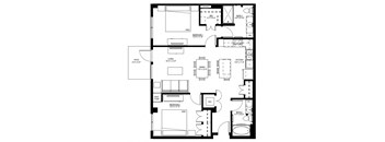 1500 Nicollet_2 Bedroom Floor Plan  at 1500 Nicollet, Minneapolis, 55403