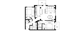 1500 Nicollet_2 Bedroom Floor Plan  at 1500 Nicollet, Minneapolis