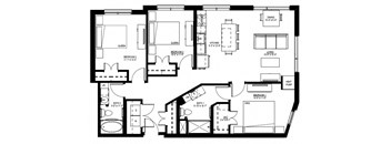 1500 Nicollet_3 Bedroom Floor Plan  at 1500 Nicollet, Minnesota, 55403