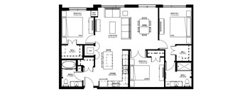 1500 Nicollet_3 Bedroom Floor Plan  at 1500 Nicollet, Minneapolis, 55403