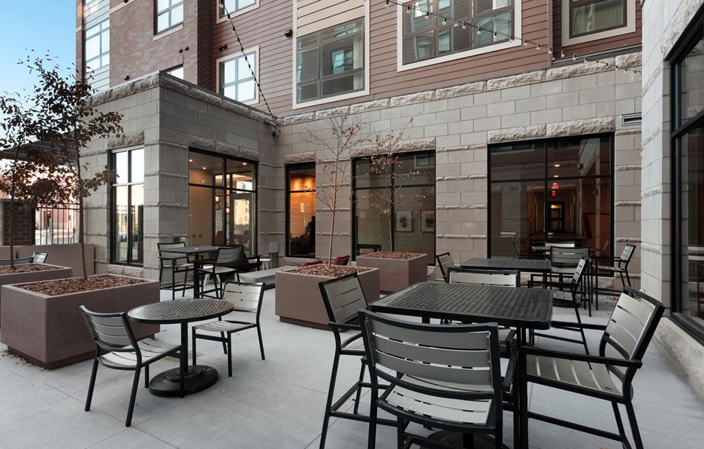 Patio at 1500 Nicollet Apartment Homes, Minneapolis, MN