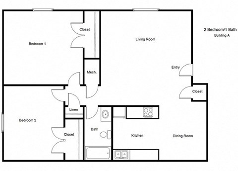 1502 Michigan Place_2 Bedroom Floor Plan