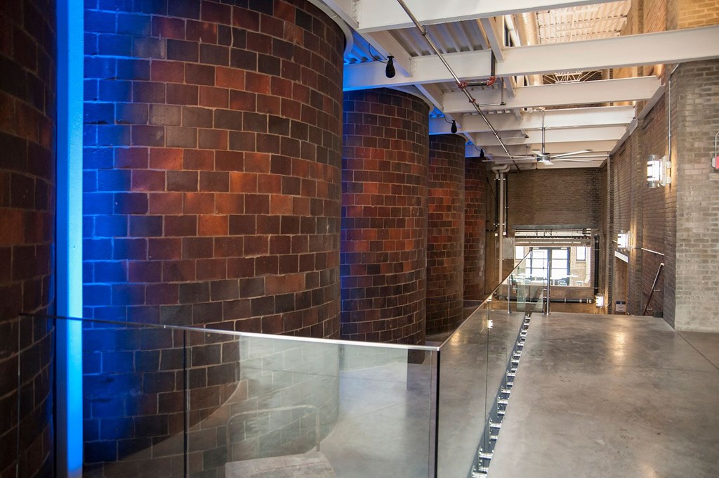 Hallway with Blue Lights at A-Mill Artist Lofts, Minneapolis, 55414