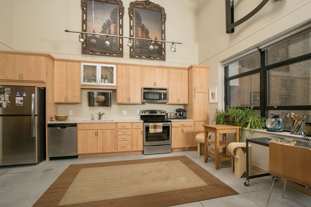 Apartment Kitchen at A-Mill Artist Lofts, Minnesota