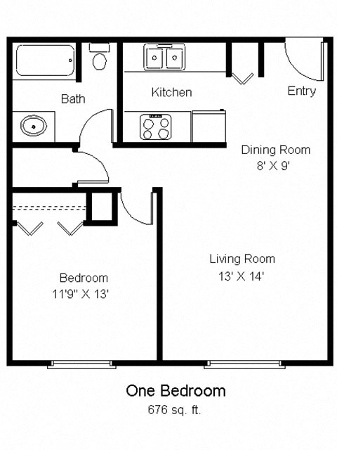 1 bedroom floor plan