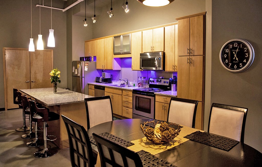 Kitchen with dinning area at Arcade Apartments, St Louis, MO, 63101