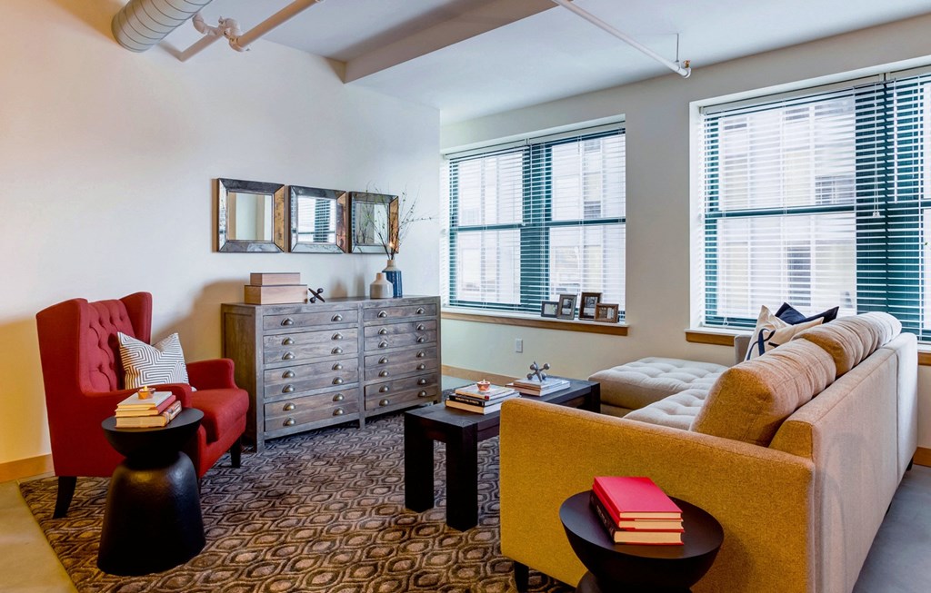 Living Room at Arcade Apartments, Missouri, 63101