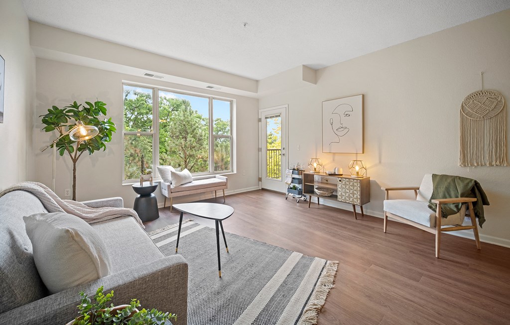Modern Living Room at The Bluffs at Nine Mile Creek, Eden Prairie, MN