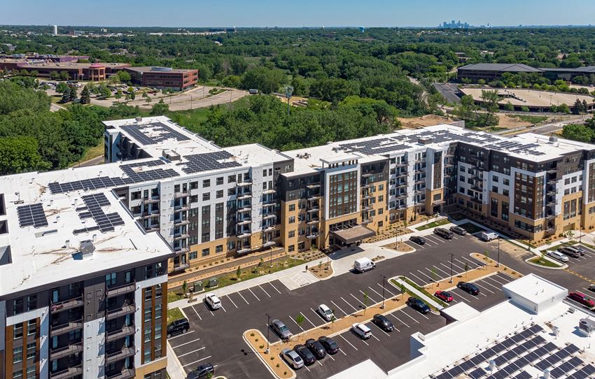 Aerial  Exterior at Bren Road Station 55+ Apartments, Minnetonka, MN - Photo Gallery 1