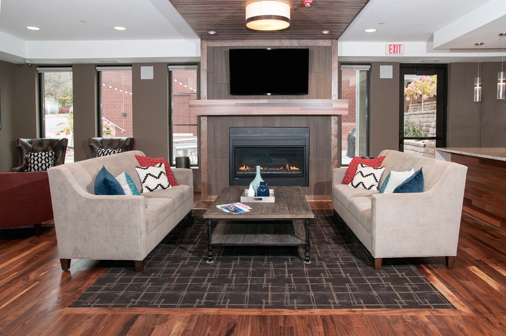 Clubroom With TV at The Cambric Senior Apartments, St. Paul Minnesota
