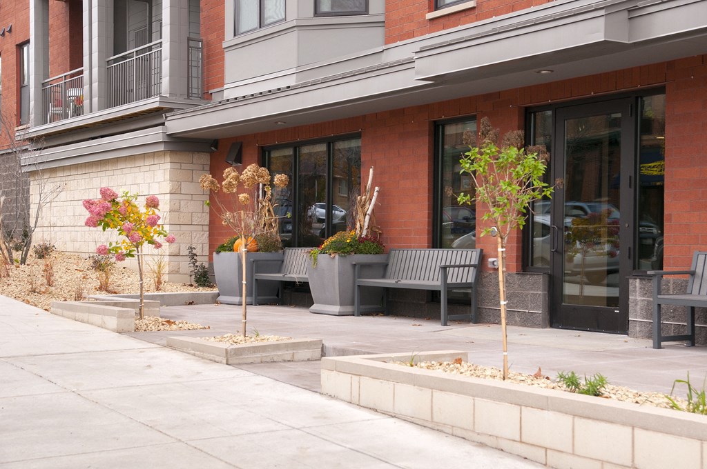 Exterior Benches at The Cambric Senior Apartments, St. Paul Minnesota