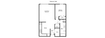 Courtyard_1 Bedroom Floor Plan