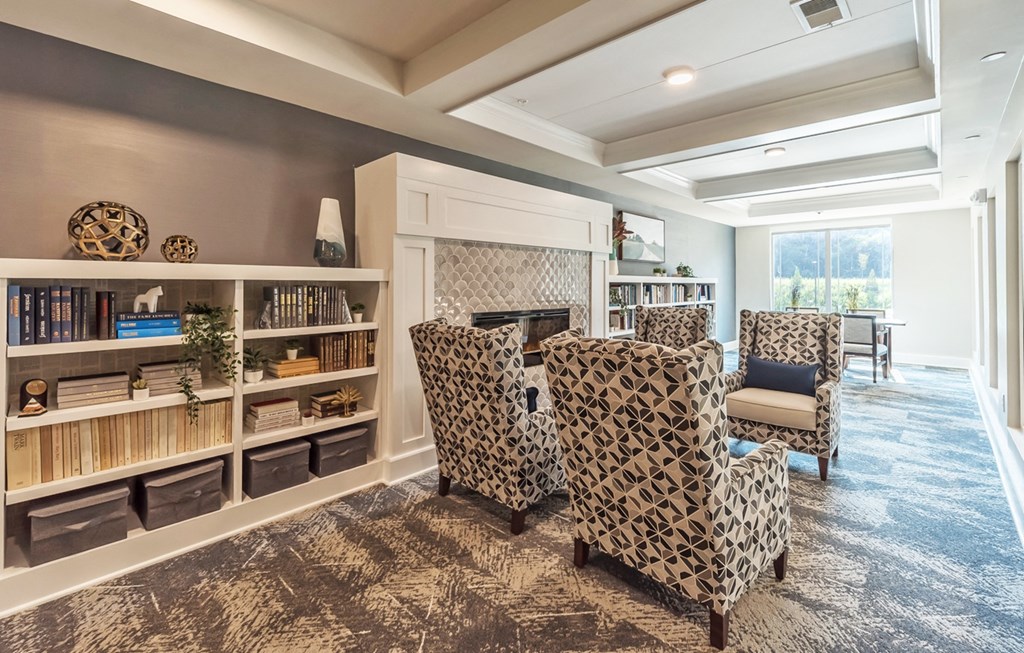 Library space at Covington Crossings 55+ Senior Living, Covington, 30014
