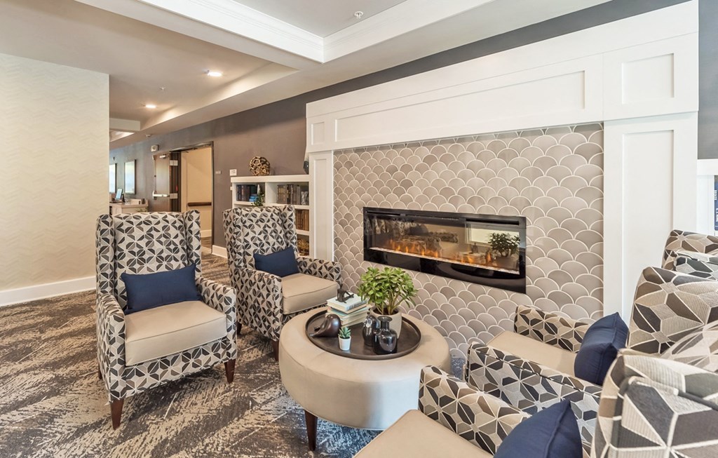 Library interior at Covington Crossings 55+ Senior Living, Covington, GA
