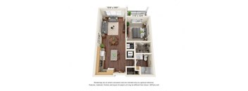 One Bedroom 1 bathroom Floor Plan at Covington Crossings 55+ Senior Living, Covington