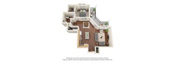 One Bedroom 1 bath Floor Plan E at Covington Crossings 55+ Senior Living, Georgia, 30014