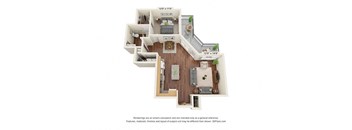 One Bedroom 1 bath Floor Plan C at Covington Crossings 55+ Senior Living, Covington