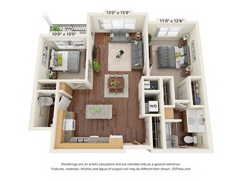 Two Bed 1.5  Bath Floor Plan B at Covington Crossings 55+ Senior Living, Covington, 30014