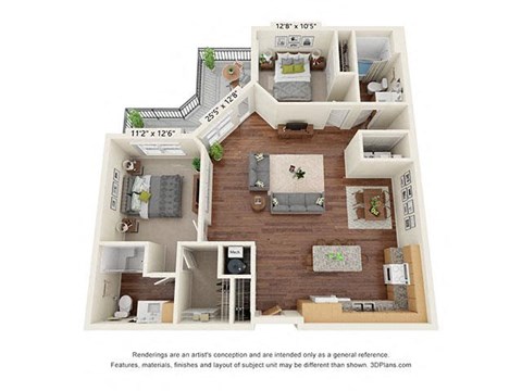 Two Bed Two Bath B Floor Plan at Covington Crossings 55+ Senior Living, Georgia, 30014