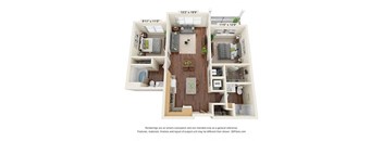 Two Bed 1.5 Bath Floor Plan C at Covington Crossings 55+ Senior Living, Covington
