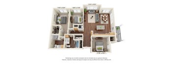 3 bed 2bath floor plan A at Covington Crossings 55+ Senior Living, Georgia