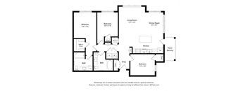 3 bed 2 bath floor plan B at Covington Crossings 55+ Senior Living, Covington, Georgia