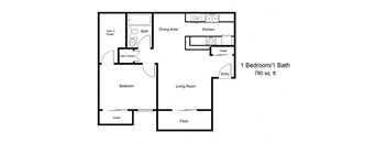 Desert Palms_1 Bedroom Floor Plan