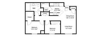 2 Bedroom Floor Plan