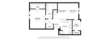 Five Mile Creek_1 Bedroom Floor Plan