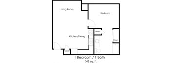 Dominium_Grand South Senior_1 Bedroom Floor Plan