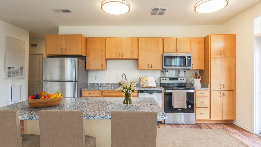 Fully Furnished Kitchen at Haven at Congaree Pointe 55+ Apartments, Columbia South Carolina