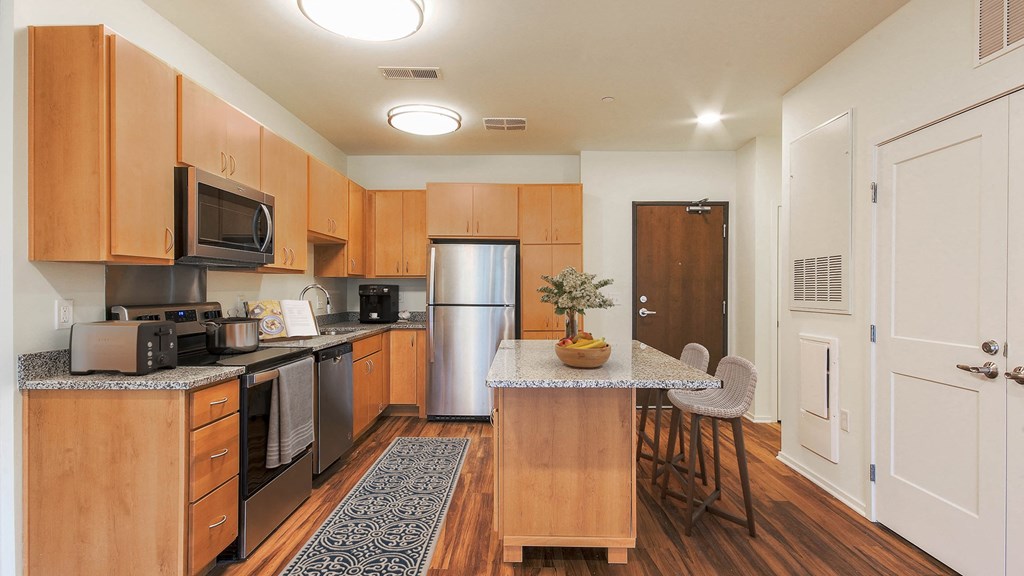 Fully furnished Kitchen at Haven at Congaree Pointe 55+ Apartments, Columbia, SC