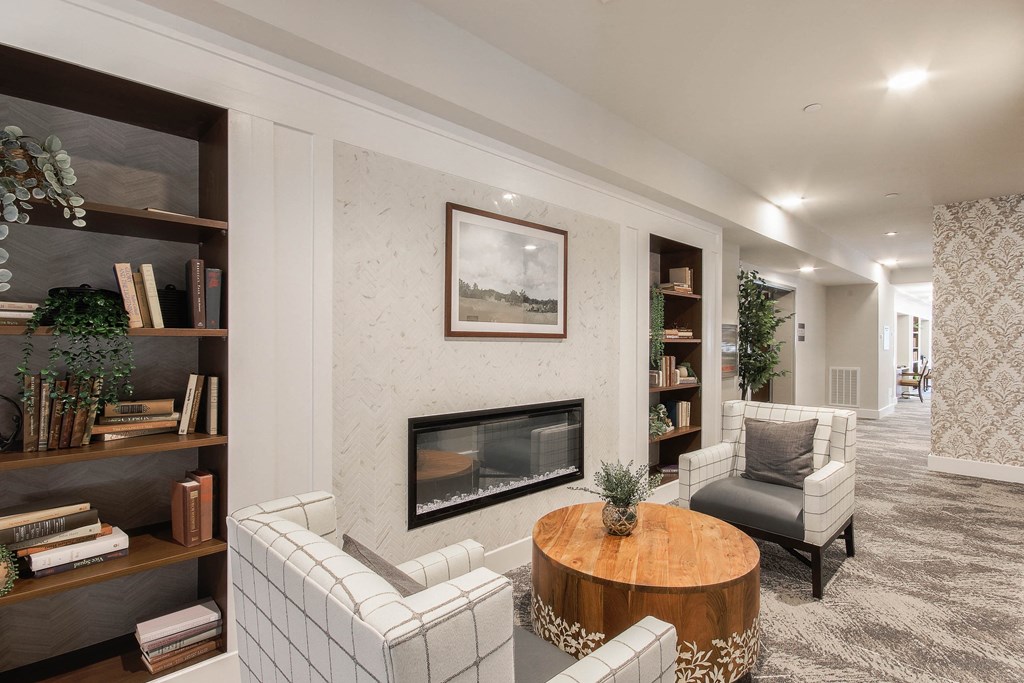 Library Seating Area at Haven at Congaree Pointe 55+ Apartments, South Carolina